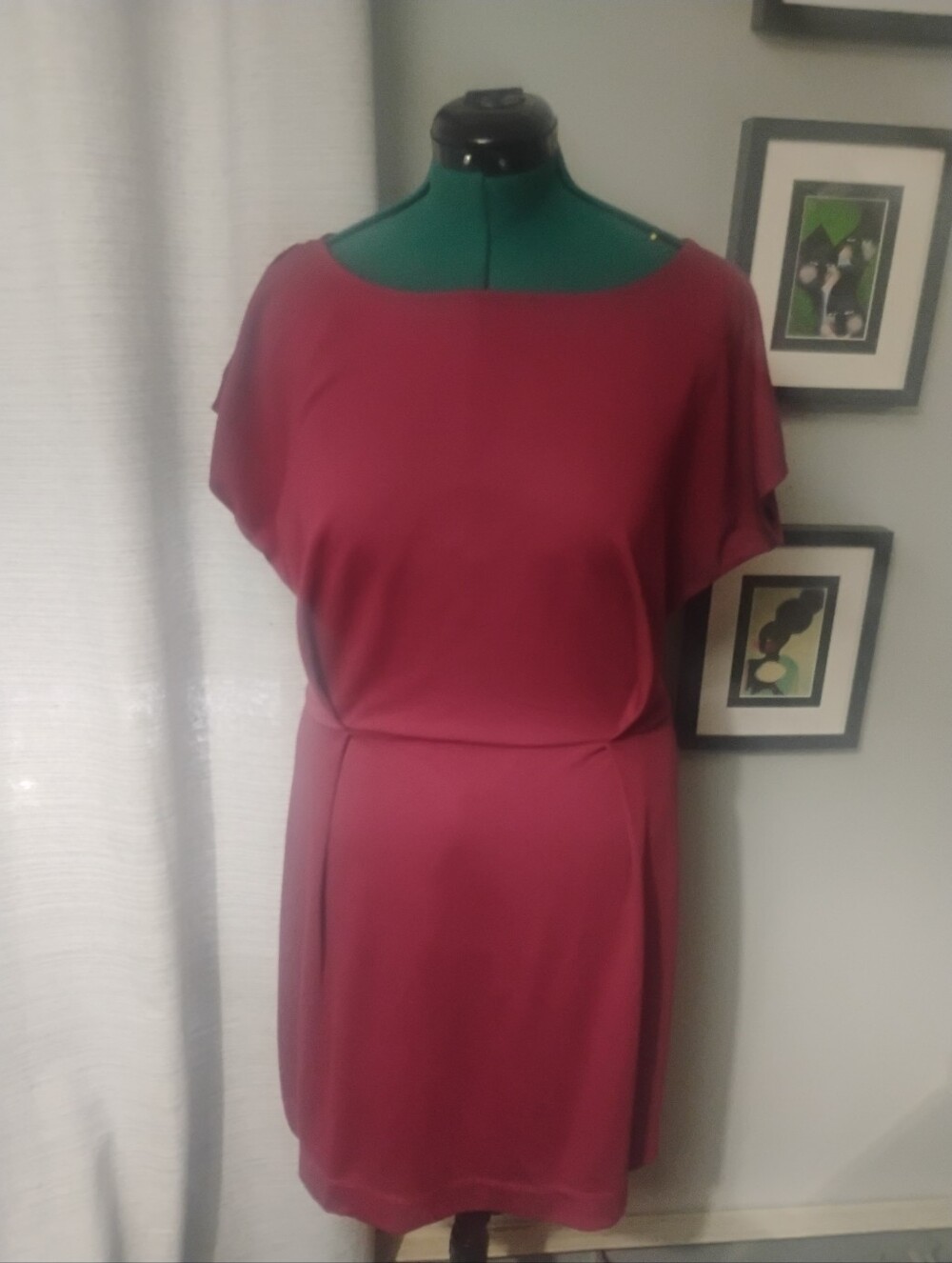 Mango Cold Shoulder Dress in Burgundy Sz L NWT